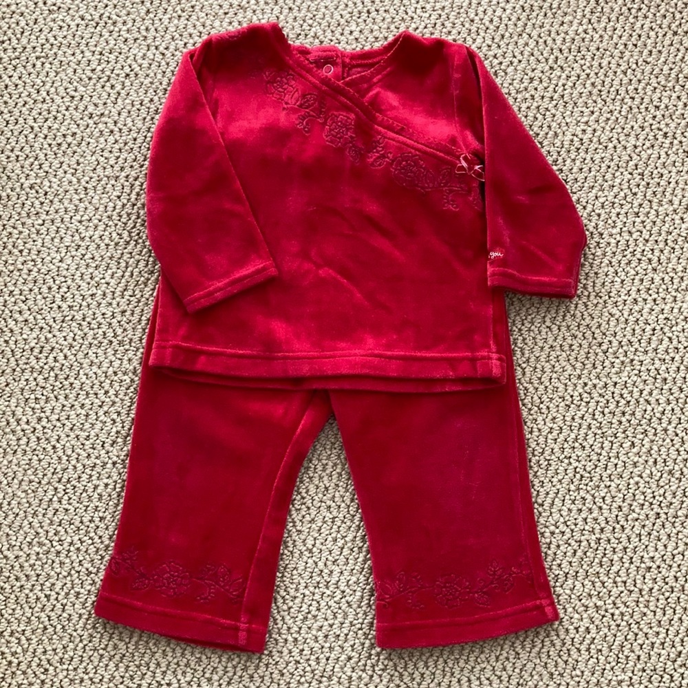 Red two piece outfit